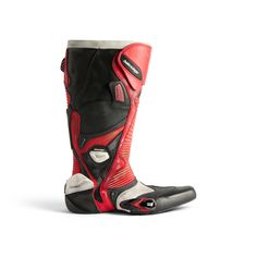 Men's Biker Boot in Red/white/black | Balenciaga US Rubber Boots For Men, Mens Biker Boots, Balenciaga Boots, Black Balenciaga, Boot Pulls, Balenciaga Logo, Boots For Men, Balenciaga Shoes, Biker Leather