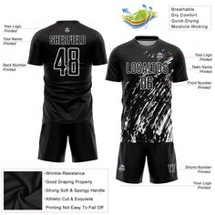 Custom Soccer Uniforms - Custom Black White Sublimation Soccer Uniform Jersey Vintage Soccer Jersey, Meaningful Symbols, Jersey Collection, Vintage Soccer, Jersey Vintage, Soccer Uniforms, Orange Texas, Alpha Kappa Alpha, Skull Fashion