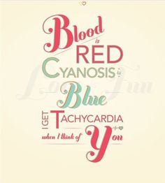 the words blood, cyanosis and blue are shown in red on a white background