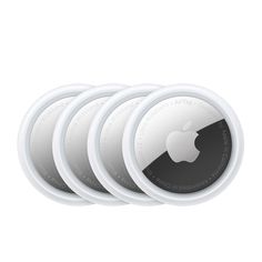 four white apple products stacked on top of each other