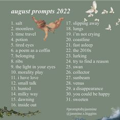 an image of angels in the sky with words above it that say, august propps 2012