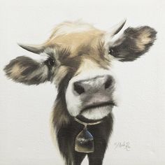 a drawing of a cow with a bell around its neck