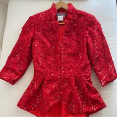 Worn Once For My Senior Homecoming Court! Adorable Peplum Top With Unique Details. Measurements Are Shown In Photos. Homecoming Court, Homecoming, Blazer Suit, Peplum Top, Suit Jacket, Jackets For Women, Jackets & Coats, Red, Women Shopping