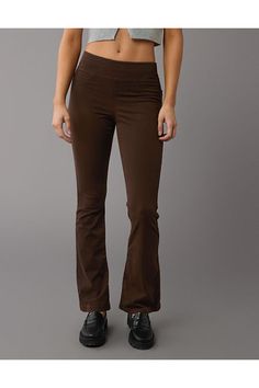 Next Level Stretch/Ultra-stretchy woven fabric/Elastic waist/Open back pockets/Fading details for that authentic denim look/These pants are Real Good: Made with the planet in mind & a promise to continue to do better. Fitted Jeggings With Pockets For Fall, Mid-rise Brown Jeans For Work, Brown Mid-rise Jeans For Work, Mid-rise Elastane Pants For Fall, Stretch Pants With Five Pockets For Fall, Fall Stretch Pants With Five Pockets, Non-stretch Mid-rise Brown Jeans, Stretch High-rise Pull-on Pants, Stretch Jeggings With Five Pockets For Fall