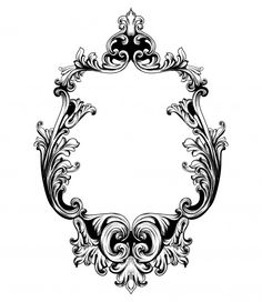 an ornate frame in black and white