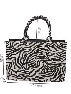 Bag For Love - Zebra Striped Pattern Tote Bag - Women Tote Bags Product Description Style Funky Color Black and White Quantity 1 piece Strap Type Double Handle Pattern Type Zebra Stripe Bag Size Large Type Top Handle Bag Material Linen Composition 60% Linen Composition 40% Polyurethane Size Chart INCH CM Size Bag Width Bag Height Bag Length one-size 4.7 9.8 14.2 Size Bag Width Bag Height Bag Length one-size 12 25 36 Similar Products h2 { text-align: center; } .red-box { width: 100%; display: fle Trendy Black Zebra Print Bags, White Rectangular Bag With Zebra Print, Black Zebra Print Bags For Daily Use, Black Zebra Print Bag For Daily Use, Everyday Zebra Print Tote Bag, Everyday Use Zebra Print Tote Bag, Everyday Use Zebra Print Shoulder Bag, Everyday Zebra Print Shoulder Bag, Travel Zebra Print Rectangular Bag