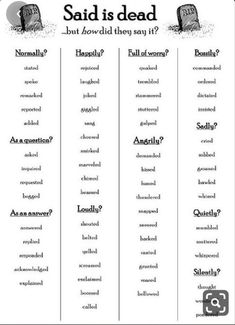 a table that has different types of words and phrases on it, including an image of a