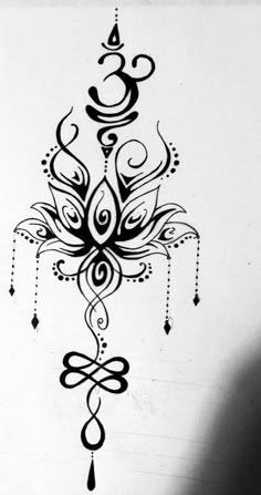 a black and white drawing of a chandelier with swirls on the side