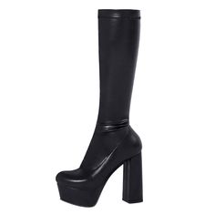 Shop Black Round Toe Chunky Heel Platform Boots Pull On Knee High Boots color Black for Anniversary, Going out, Music Festival, Night Club, Party with worldwide Free shipping & Free return. Fall Heeled Boots With Chunky Platform And High Shaft, Chunky Platform High Shaft Boots For Fall, Chunky Platform Boots For Concert In Fall, Chunky Platform Boots For Fall Concert, Fall Chunky Platform Boots For Concerts, Fall Chunky Platform Boots With High Shaft, Fall Concert Ankle-high Platform Boots, Fall Concert High Heel Platform Boots, High Heel Platform Boots For Fall Concerts