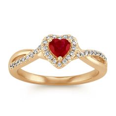 Heart Shaped Ruby and Round Diamond Swirl Ring | Shane Co. Boss Rings, Heart Halo Ring, Latest Gold Ring Designs, Swirl Diamond Ring, Gold Rings For Women, Daily Wear Jewellery, Swirl Ring, Gold Rings Fashion, Gold Rings Jewelry