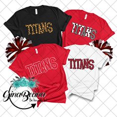 Titans School Spirit Shirts.. Custom to match your school colors Personalize it with a name on the back This tee fits true to size and is a UNISEX fit HOW TO ORDER: Select your size and get your shirt!. This updated unisex essential fits like a well-loved favorite, featuring an irresistibly soft cotton blend, crew neck and short sleeves. 3.6 oz., 100% combed and ring-spun cotton 40 single Retail fit Side-seamed Tear Away label Shipping: Your Tee will ship with in 1-3 business days. We do not shi Team-colored Varsity Tops For School, Team-colored Varsity School Tops, Red School Spirit T-shirt With Letter Print, Varsity Style Team-colored School Top, Red T-shirt With School Spirit Letter Print, School Sports Fan T-shirt With Team Name, Sports Fan T-shirt With Team Name For School, School Spirit Tops For Football Season, Red T-shirt With Name Print For Game Day