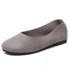 Genuine Cowhide Slip-On Shoes Solid Colors Granny Loafers in Blackish Green Gray Coffee Red Yellow Black Beige 35 36 37 38 39 40 - Morimiss.com Abyss Anime, Shoe Makeover, Flats Online, Toe Designs, Rubber Heels, Yellow Black, Low Heels, Red Yellow, On Shoes