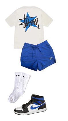 Drip Outfit Men Summer, Basketball Shorts Outfit, Basketball Game Outfit Women, Outfit Basketball, Kawaii Logo, Picture Day Outfits, Blue Basketball