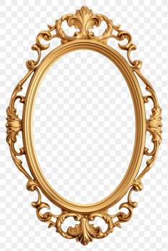 an ornate gold frame with scrolls and flowers on the edges, transparent background png