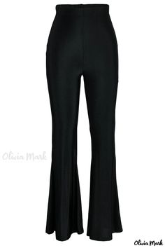 Olivia Mark - Premium Cyan High-Waisted Pants with Exquisite Patchwork Detailing and Speaker-Inspired Solid Color Accents Black Solid Color, Casual Trousers, Patchwork Designs, Save The Planet, Black Solid, Wholesale Fashion, Black Casual, Olivia Mark, High Waisted Pants