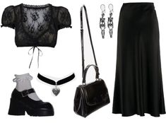 Wensday Inspired Outfit, Soft Goth Aesthetic Outfits, Wednesday Addams Outfit Inspiration, Polyvore Outfits Aesthetic, A Skirt