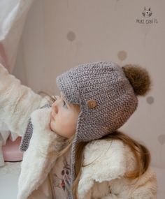 KNITTING PATTERN for ear flap peak pom-pom boys hat Rick Aran Hat, Boys Hat, Earflap Beanie, Baby Winter Hats, Kids Winter Hats, Poncho Knitting Patterns, Earflap Hat, Hat Knitting Pattern, Ear Flap Hats