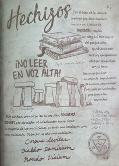 an old book with spanish writing on it and pictures of books stacked up in the middle