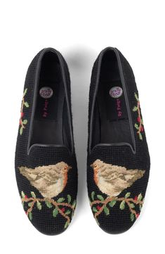 A cushioned footbed and leather lining offer lasting comfort in this classic flat enlivened with a needlepoint bird stitched by hand. Textile upper/leather lining/textile sole Imported Womens Flats, Needlepoint, Flat Shoes Women, Slip On Sneaker, Casual Outfits, Loafers, Nordstrom, Textiles, Women Shoes