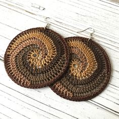 Crochet Hoop Earrings Colorful Crochet Jewelry Black Girl | Etsy Handmade Brown Hoop Earrings For Summer, Brown Hoop Earrings For Festivals, Adjustable Brown Hoop Earrings For Festival, Bohemian Crochet Earrings For Beach, Handmade Brown Bohemian Hoop Earrings, Handmade Brown Hoop Earrings For Festival, Handmade Bohemian Brown Hoop Earrings, Bohemian Brown Hoop Earrings For Festival, Brown Bohemian Hoop Earrings