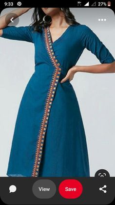 Color Neck Kurtis, A Line Kurti Designs, Plain Kurti Designs, A Line Kurti, Silk Kurti Designs