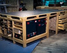 a workbench made out of plywood and metal with the words plans available