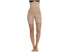 Spanx Original High-Waisted Footless Shaper - Hose : Nude : When Sara Blakely cut her feet out of her pantyhose in an effort to look better in white pants, this is the product she invented! These comfortable, body-shaping footless pantyhose control the tummy through the thighs, and airbrush cellulite for a flawless finish. Support Level 2: Shape - A firm hug. Tummy panel that flat-out flattens! Soft, comfortable waistband won't dig. Patented design smooths your legs and booty under pants. Adjust High Waist Compression Hosiery, Compression Full Length Shapewear Bottoms, High Waist High Stretch Hosiery, Sara Blakely, Shapewear For Women, Leg Bands, Adjustable Legs, Women's Shapewear, White Pants