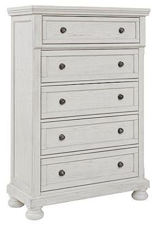 a white dresser with drawers and knobs on the bottom drawer, against a white background