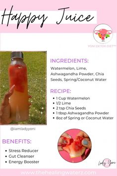 the happy juice recipe is shown with instructions for how to make it and how to use it