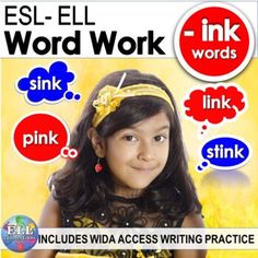 ESL/ELL/ESOL INK WORD FAMILY by ELL Connections | TpT Ell Word Family, Language Objectives, Word Study Activities, Ing Words, Sentence Frames, Fluency Practice, Sentence Starters, Differentiated Instruction, Abc Order