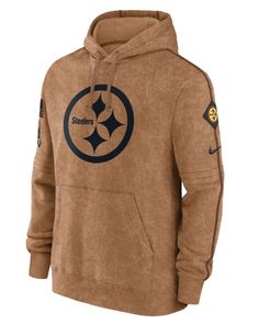 Pittsburgh Steelers Salute to Service Club Pullover Hoodie Steelers Hoodie, Service Club, Off White Jacket, Nike Gear, Nike Brown, Brown Hoodie, Trendy Hoodies, Salute To Service, Cool Jackets