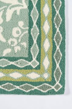 Momeni Under A Loggia UND-2 Green Area Rug by MADCAP Pile Image Geometric Borders, Road Rug, Botanical Rug, Cottage Rugs, Green Area Rug, Area Rug Collections, Green Area Rugs, Traditional Area Rugs, Hand Tufted Rugs