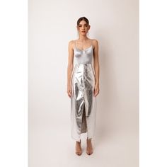 Lupe Silver Metallic Maxi Skirt | AMY LYNN | Wolf & Badger Modern Long Party Skirt, Modern Metallic Bottoms For Party, Modern Metallic Party Bottoms, Modern Midi Skirt For Party, Modern Midi Party Skirt, Modern Party Midi Skirt, Beyonce Concert Outfit, Leather Maxi Skirt, Silver Skirt