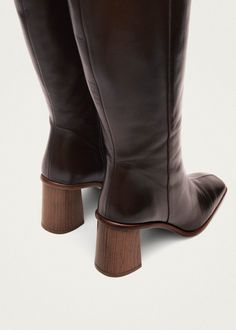 East Coffee Brown Leather Boots | ALOHAS Brown Leather Knee High Boots, Brown Knee High Boots, Sustainable Leather, High Knees, Coffee Brown, Brown Leather Boots, Beauty Bag, Tall Boots, Active Wear Tops