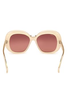 Shapely frames elevate stylish sunglasses with versatile appeal. 55mm lens width; 16mm bridge width; 140mm temple length 100% UV protection Acetate Imported Luxury Beige Sunglasses With Gradient Lenses, Elegant Cream Sunglasses With Tinted Lenses, Beige Gradient Lens Sunglasses With Glass Frame, Beige Sunglasses With Gradient Glass Lenses, Classic Beige Glass Sunglasses, Modern Cream Sunglasses With Tinted Lenses, Modern Cream Sunglasses With Polarized Lenses, Modern Cream Sunglasses With Square Frame, Cream Square Frame Sunglasses With Tinted Lenses