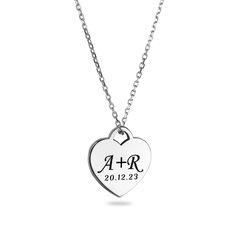 PRICES MAY VARY. Personalized Couple Necklace: Couple initials name date necklace is classic and charming. You can choose for example A(Heart)B, A+B, A&B, A, name, etc. If you are interested in this necklace, please click "Customize Now" and enter the content you want to customize to create your unique style of necklace. Perfect Gift: Personalized necklace is the best gift for anniversary, birthday, wedding, Christmas, Thanksgiving. It has great meaning for remembering a memory or expressing you Classic Necklaces With Engraving Option For Mother's Day, Personalized Heart Pendant Charm Necklace As Gift, Personalized Heart Pendant Charm Necklaces As Gifts, Classic Necklace For Valentine's Day Gift, Classic Necklaces For Valentine's Day Gift, Classic Heart Necklace For Personalized Gift, Round Pendant Necklace With Hallmark For Valentine's Day, Classic Necklace With Heart Charm Gift, Personalized Heart Charms Necklace Gift