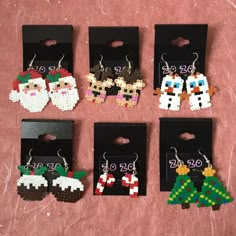 six pairs of christmas themed earrings