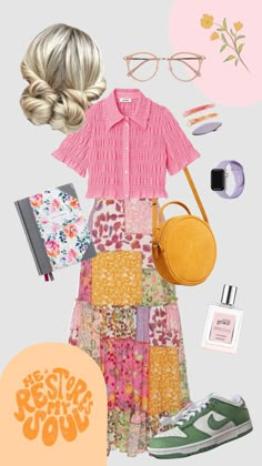 Flowers Aesthetic Outfits, Colorful Church Outfit, Modest Outfits Colorful, Therapy Outfit Ideas, Rapunzel Inspired Outfit Casual, Summer Modest Outfits Aesthetic, Modest Summer Outfits Christian Apostolic Fashion, Modest Colorful Outfits, Colorful Clothing Aesthetic