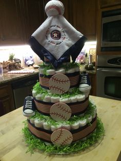 a cake made to look like a baseball themed cake