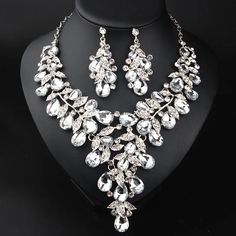 Whether you are the bride to be, or a bridesmaids, or the mother of the bride, this Bridal Jewelry is
perfect for just about anyone! Elegant Silver Wedding Sets, Silver Crystal Sets For Wedding, Silver Crystal Wedding Sets, White Jewelry Sets For Wedding, Elegant Crystal Sets For Wedding, Hand-set Jewelry Sets For Marriage, Glamorous Wedding Jewelry With Matching Earrings, Glamorous White Jewelry For Wedding, Glamorous White Wedding Jewelry