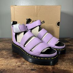 Women’s Size 6 Brand New In Box Casual Purple Sandals With Ankle Strap, Purple Leather Open Toe Sandals, Purple Platform Sandals With Round Toe, Purple Leather Closed Toe Sandals, Purple Sandals With Cushioned Footbed And Round Toe, Purple Closed Toe Leather Sandals, Purple Round Toe Sandals With Heel Loop, Purple Sandals With Heel Strap And Round Toe, Purple Sandals With Heel Loop And Round Toe