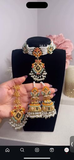 Beautiful Nauratan choker set. This set is gold plated and high quality. Message me for anymore questions! shipping is free Bridal Jewelry Indian, Bride Indian, Indian Bridal Jewelry, Pakistani Jewelry, Choker Set, Bridal Jewellery Indian, Jewelry Indian, Indian Bridal, Indian Bride