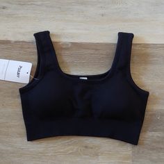 Brand New With Tags. See All Pics For Details And Measurements. Size: S Black Crop Top With Medium Bust Support For Sports, Black Stretch Crop Top With Medium Bust Support, Black Sports Bra With Medium Bust Support For Loungewear, Black Stretch Bra For Loungewear, Black Crop Top With Medium Bust Support For Workout, Basic Black Seamless Activewear, Black Crop Top With Medium Support And Seamless Construction, Black Bra With Medium Bust Support And Stretch, Fitted Black Sports Bra For Loungewear