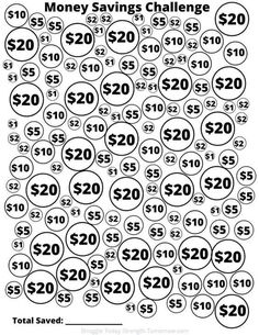 a lot of money savings challenge for $ 20 and $ 20, with the numbers in black and white