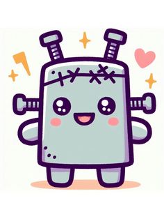 an image of a cartoon robot with hearts