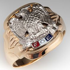 Vintage & Estate Men's Jewelry | EraGem Fraternal Order Of Eagles, Gold Eagle, Rise Above, Mens Vintage, The Ring, Men's Jewelry, 10k Gold, Eagles, Class Ring