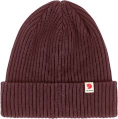 A soft  rib-knit beanie with a wide fold-up edge  the Fjallraven Rib Hat is made from recycled polyester that wicks moisture and dries fast—great for everyday wear and activities in the mountains. Dark Garnet, Winter Hats For Men, Textile Logo, Rei Co-op, Folded Up, In The Mountains, Hat Making, Men Winter, Wicks