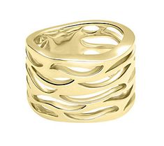 An undulating wave pattern makes this gorgeous band ring an elegant addition to any ensemble. From Ariva. Modern 14k Gold Wavy Jewelry, Yellow Gold Wavy Jewelry With Polished Finish, Modern Wavy 14k Gold Jewelry, 14k Gold Wavy Rings, Elegant Wide Band In Yellow Gold, Wavy Yellow Gold Jewelry For Formal Occasions, Modern Wavy Rings With Polished Finish, Elegant Yellow Gold Wavy Rings, Elegant White Gold Wavy Jewelry