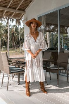 Our fascinating Abigail Lace Maxi Dress in white with its unique lace trims is a fresh and feminine design, created for a relaxed resort feel that will easily see you through sun-drenched days and balmy nights. Specs: Material: 100% Cotton V-neck Beach Dress With Lace Trim, Summer Beachwear Cover-up With Lace Trim, V-neck Beach Dress With Lace Trim As Cover-up, White V-neck Boho Summer Dress, Chic Lace Trim Maxi Dress For Beach, Summer Lace Maxi Dress For Beach Season, Lace Trim Beach Cover-up Dress, Summer Lace Maxi Dress For Beach, Summer Lace Maxi Dress For The Beach