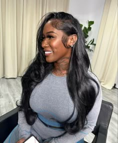 U Part Wig With Leave Out Hairstyles, 30 Inch Middle Part, Middle Part Hairstyles For Black Women, Clip In Hairstyles For Black Women, Wig Ideas Black Women, Clip In Hair Extensions For Black Women, Sew In Middle Part, Side Part Sew In, Cute Hairstyles For Black Women